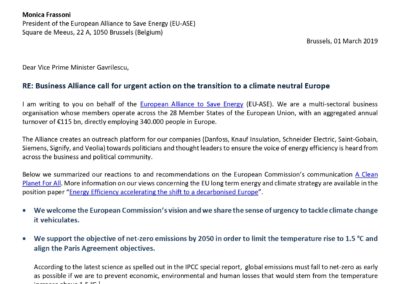 Business Alliance call for urgent action on the transition to a climate neutral Europe