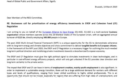 Businesses call for prioritization of energy efficiency investments in ERDF and Cohesion Fund (CF) Regulation