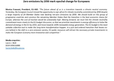 EU Council fails to adopt commitment to net-zero emissions by 2050