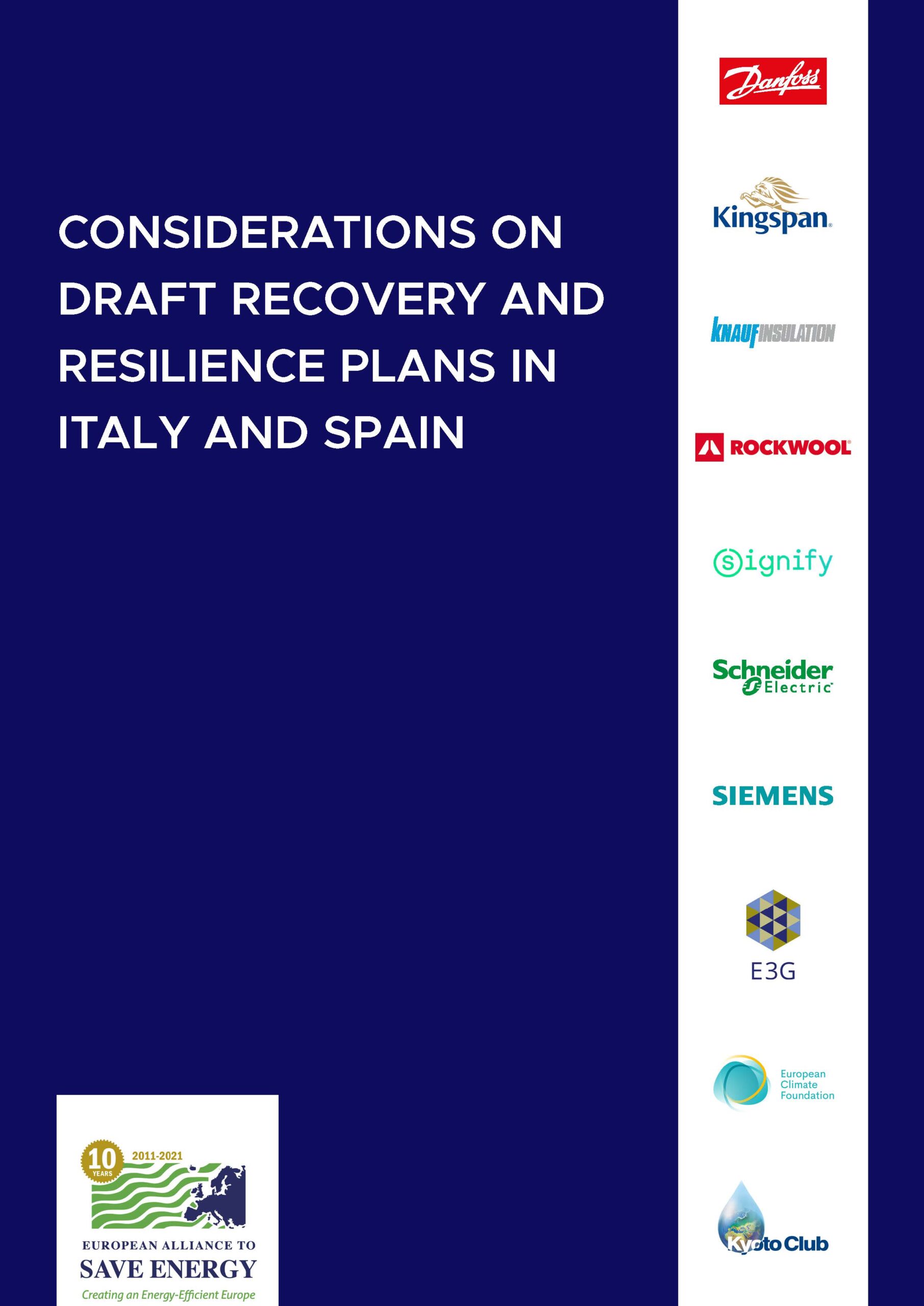 Considerations on the draft Recovery and Resilience Plans of Italy and Spain