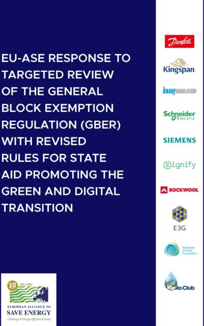 Response to targeted review of the GBER with revised rules for State aid