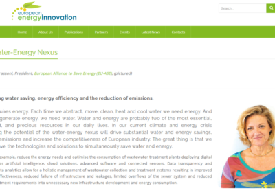 The water-energy nexus: connecting water saving, energy efficiency and the reduction of emissions.