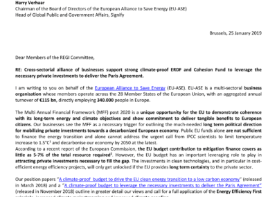 Cross-sectoral alliance of businesses support strong climate-proof ERDF and Cohesion Fund to leverage the necessary private investments to deliver the Paris Agreement.