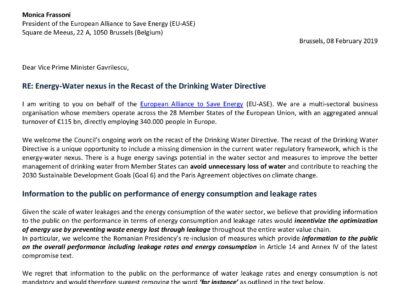 Energy-Water nexus in the Recast of the Drinking Water Directive