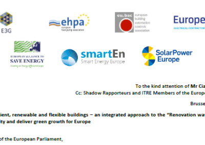Letter: Energy efficient, renewable and flexible buildings – an integrated approach to the “Renovation wave” will secure climate-neutrality and deliver green growth for Europe