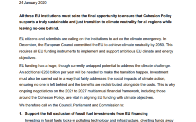 Open letter from the Coalition for Higher Ambition on Cohesion Policy