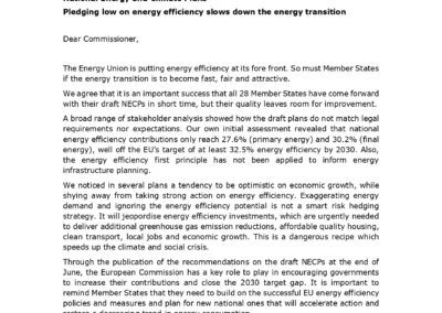 National Energy and Climate Plans – Pledging low on energy efficiency slows down the energy transition