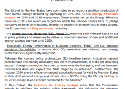 EU-ASE contributes to Coalition’s Energy Efficiency package for the European Green Deal